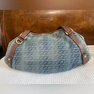 GUCCI Stylish Blue and Brown Designer Tote Bag.  Authentic Gucci bag